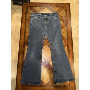 Angels Flare Leg Jeans Women's Size 13 Dark Wash Vintage Y2K Denim Rare 32x31